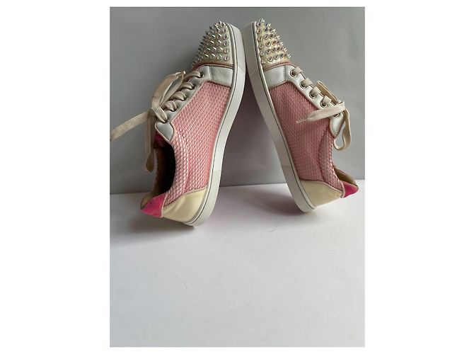 Christian Louboutin Sneakers con Borchie Rosa Bianco - vista 8