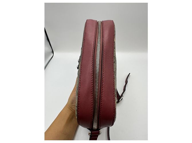 Gucci Borsa Camera GG Supreme Bee Marrone Rosa Beige - vista 3