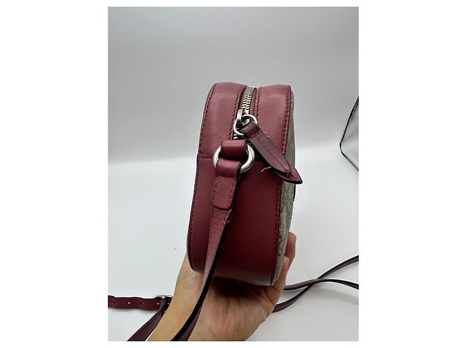 Gucci Borsa Camera GG Supreme Bee Marrone Rosa Beige - vista 5