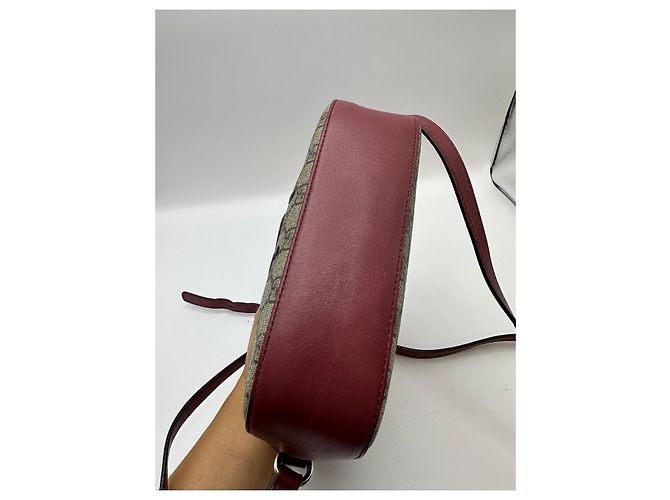 Gucci Borsa Camera GG Supreme Bee Marrone Rosa Beige - vista 6