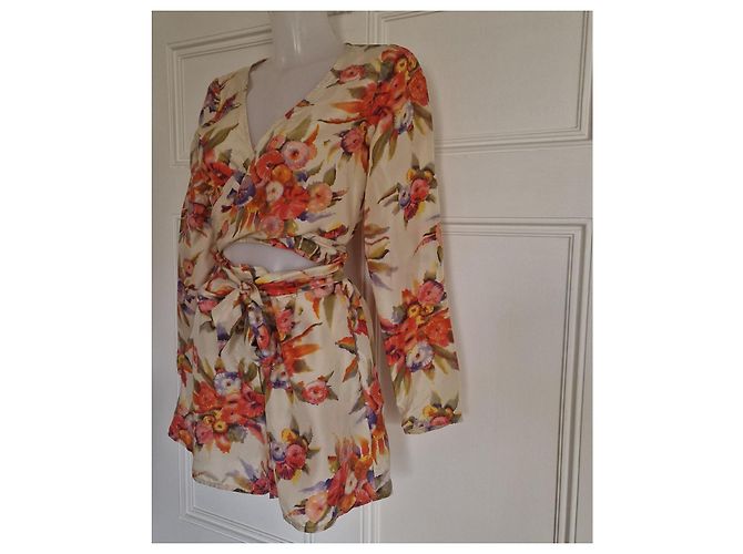 Zimmermann Playsuit de seda com estampa floral Vermelho Verde Laranja Cru Roxo - vista 2