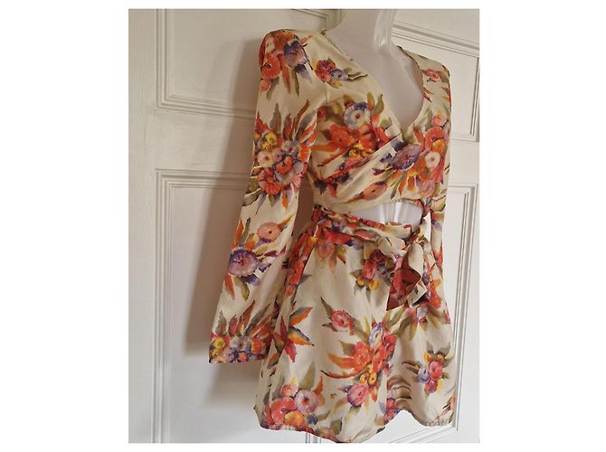 Zimmermann Playsuit de seda com estampa floral Vermelho Verde Laranja Cru Roxo - vista 3