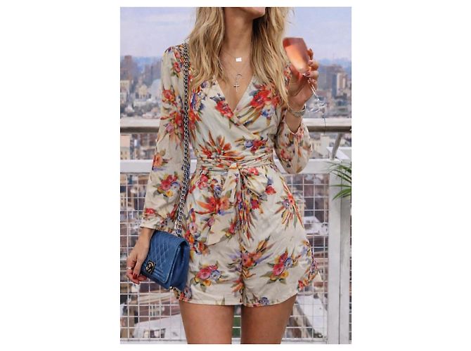 Zimmermann Playsuit de seda com estampa floral Vermelho Verde Laranja Cru Roxo - vista 8