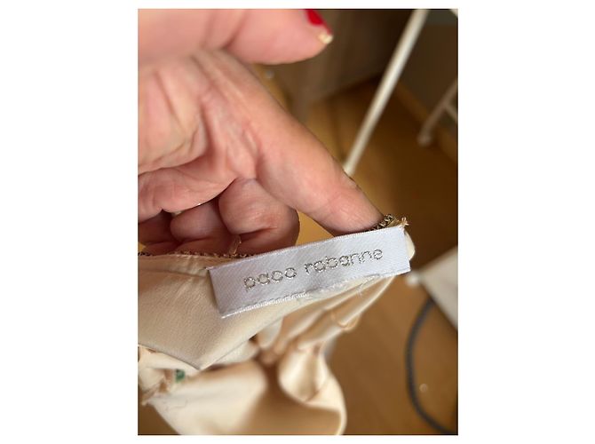Paco Rabanne langes Seidenkleid mit Metalldetails Mehrfarben Beige - Ansicht 11