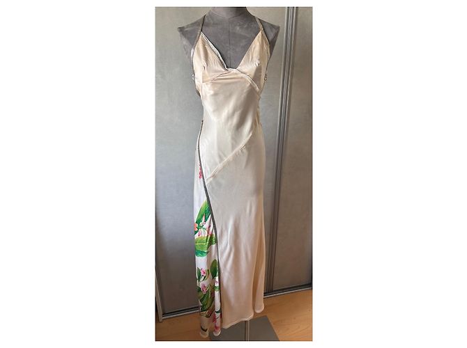Paco Rabanne langes Seidenkleid mit Metalldetails Mehrfarben Beige - Ansicht 2