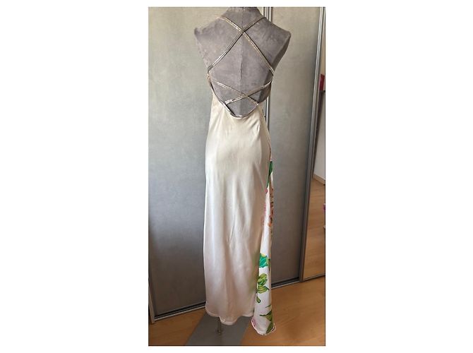 Paco Rabanne langes Seidenkleid mit Metalldetails Mehrfarben Beige - Ansicht 7