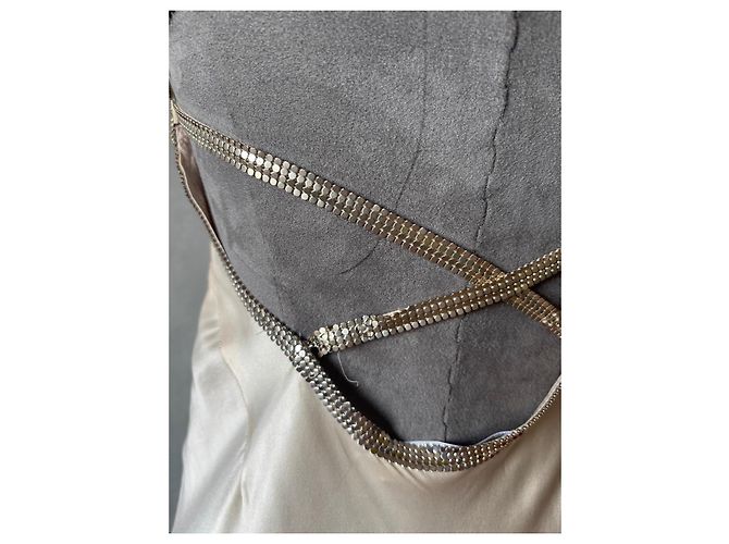 Paco Rabanne langes Seidenkleid mit Metalldetails Mehrfarben Beige - Ansicht 9