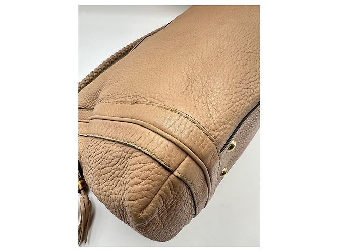 Bamboo Gucci Bella Bolsa Hobo em Couro com Tassel de Bambu Bege - vista 8