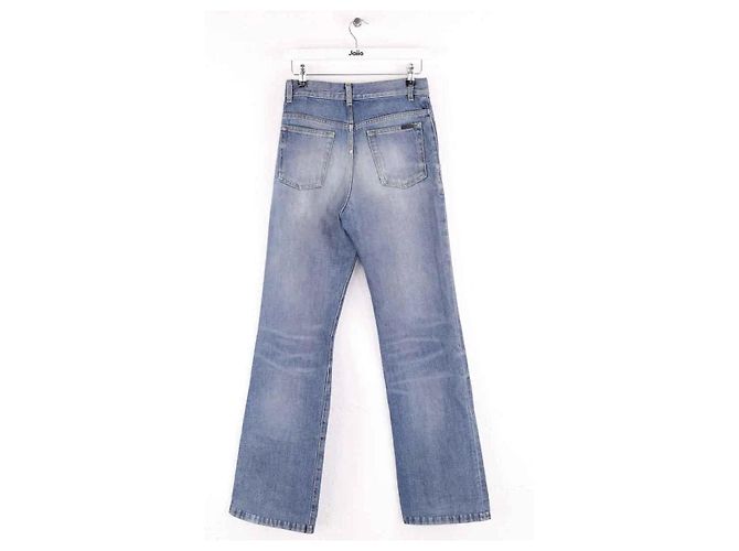 Autre Marque Jeans Wide Leg Saint Laurent Azul Algodão - vista 3