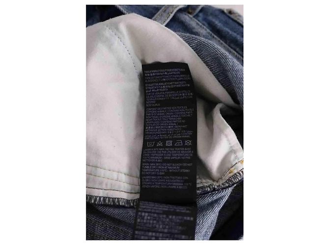 Autre Marque Jeans Wide Leg Saint Laurent Azul Algodão - vista 6