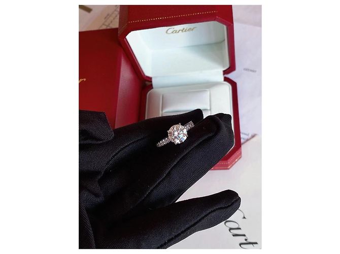 Anello Cartier con Diamante in Platino Taglia 51 - vista 3