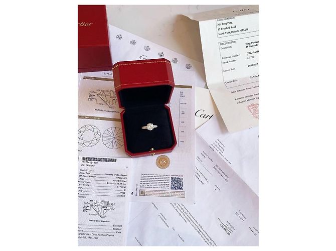Anello Cartier con Diamante in Platino Taglia 51 - vista 4