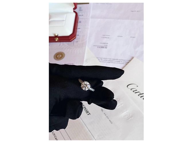 Anello Cartier con Diamante in Platino Taglia 51 - vista 7