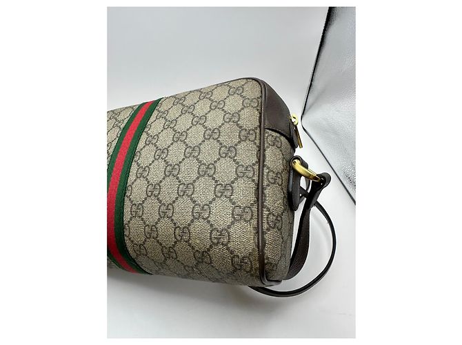 Gucci Ophidia GG Supreme Borsa a tracolla media Marrone Rosso Verde - vista 10