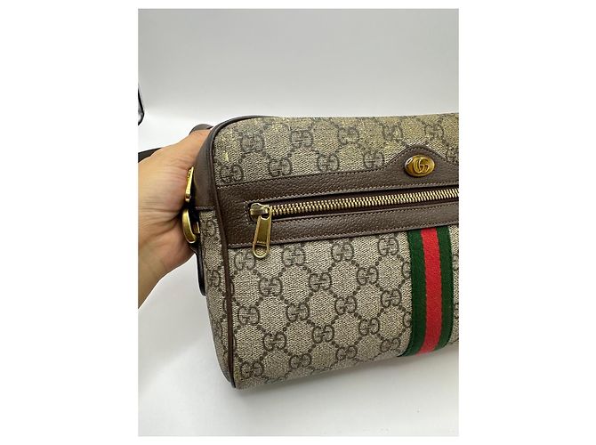 Gucci Ophidia GG Supreme Borsa a tracolla media Marrone Rosso Verde - vista 7