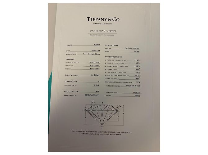 Tiffany & Co. Solitär-Diamantring aus Platin 0.38ct Silber - Ansicht 7