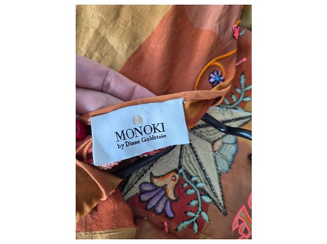 Autre Marque Monoki by Diane Goldstein Karierte Kimono-Jacke Pink Beige Orange Gelb - Ansicht 8