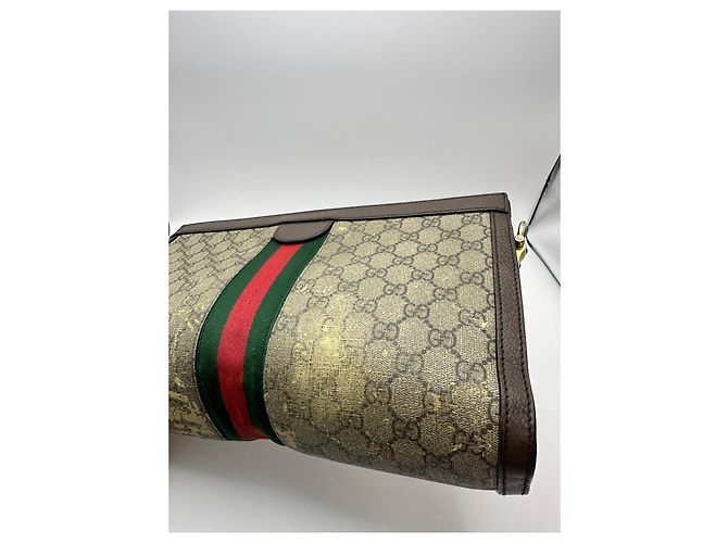 Gucci Ophidia GG Supreme Portafoglio a Catena Marrone Rosso Beige Verde - vista 11