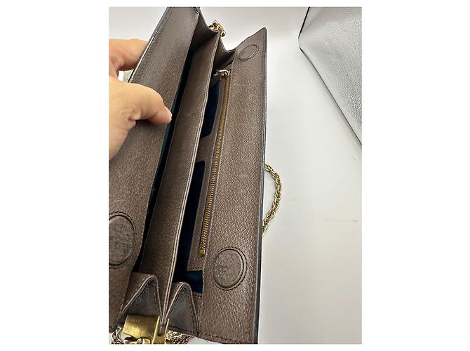 Gucci Ophidia GG Supreme Portafoglio a Catena Marrone Rosso Beige Verde - vista 14