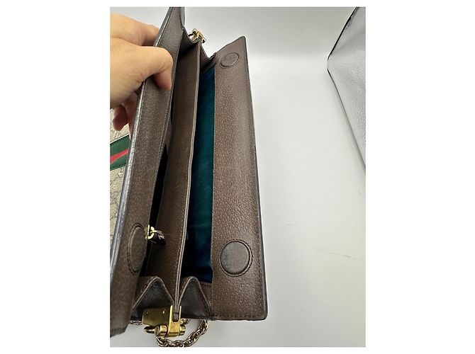 Gucci Ophidia GG Supreme Portafoglio a Catena Marrone Rosso Beige Verde - vista 15