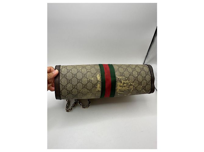 Gucci Ophidia GG Supreme Portafoglio a Catena Marrone Rosso Beige Verde - vista 6