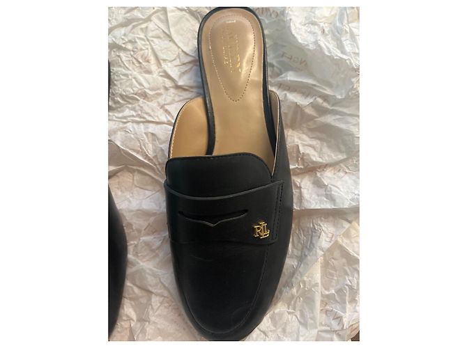 Autre Marque Mules Lauren Ralph Lauren in pelle nera con logo Nero - vista 2