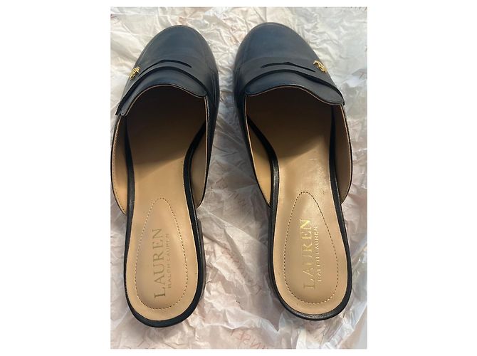 Autre Marque Mules Lauren Ralph Lauren in pelle nera con logo Nero - vista 3