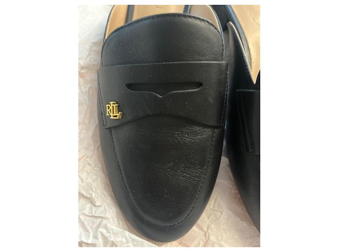 Autre Marque Mules Lauren Ralph Lauren in pelle nera con logo Nero - vista 7