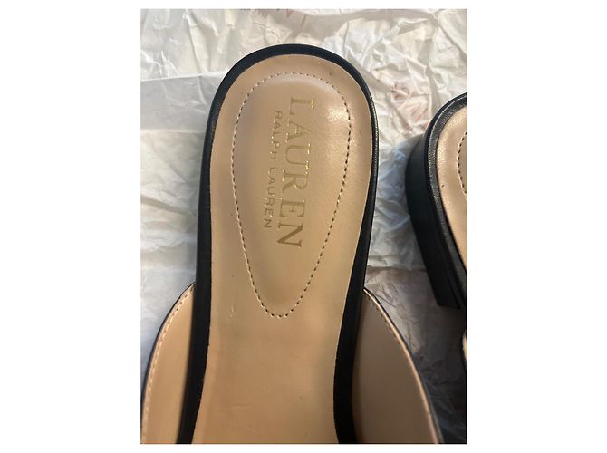 Autre Marque Mules Lauren Ralph Lauren in pelle nera con logo Nero - vista 8