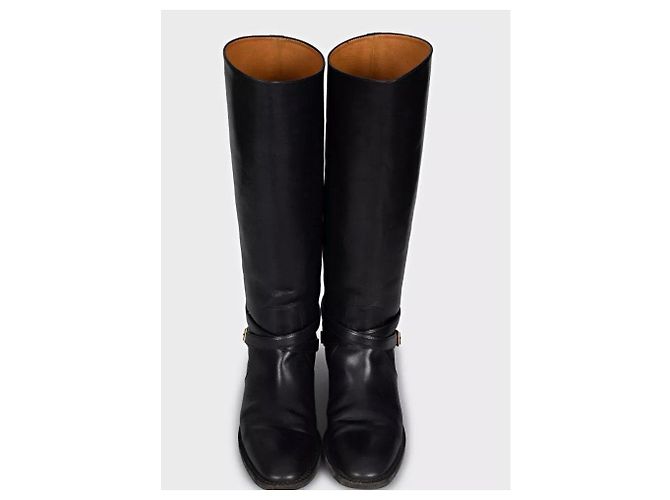Autre Marque Saint Laurent Black Leather Knee High Boots Size 39 Pre-owned - view 2
