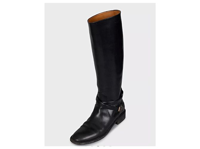 Autre Marque Saint Laurent Black Leather Knee High Boots Size 39 Pre-owned - view 3