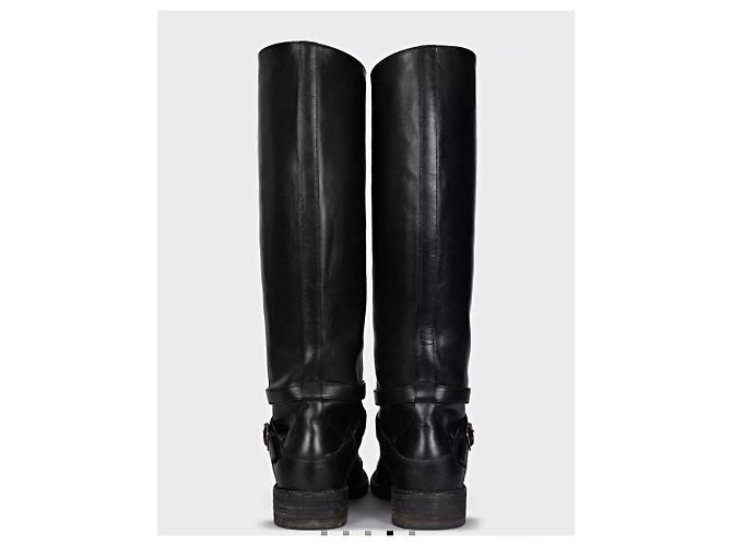 Autre Marque Saint Laurent Black Leather Knee High Boots Size 39 Pre-owned - view 4
