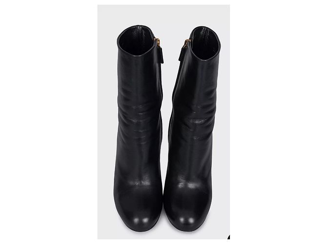 Gucci Black Leather Ankle Boots Sculptural Heel Zip Closure Size 37 Pre-owned - view 3