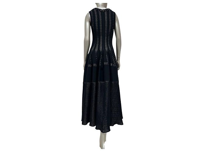 Alaïa Midi-Kleid aus schwarzem Ajour-Strick Sz.42 gebraucht - Ansicht 2