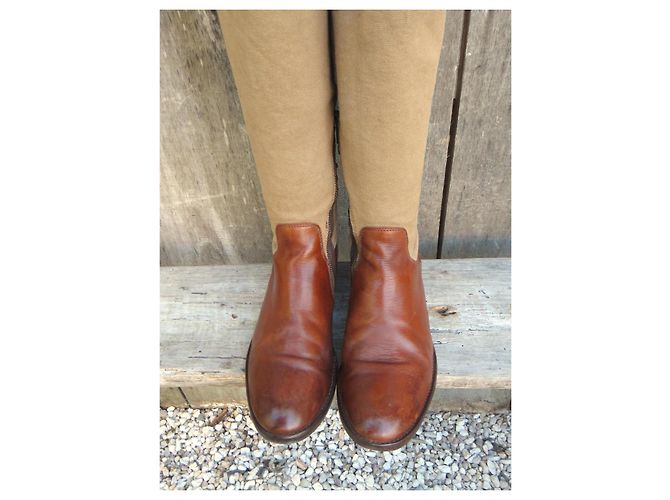 Frye Stiefel aus braunem Leder und Segeltuch Beige - Ansicht 10
