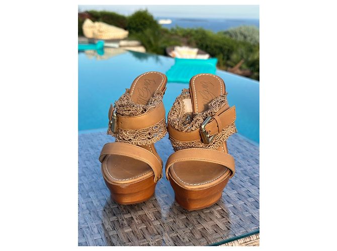 Le Silla Sandali con zeppa in pelle e crochet Marrone - vista 6