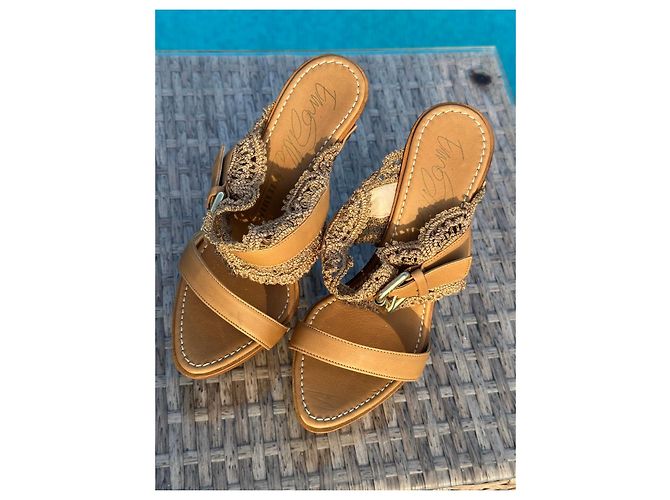 Le Silla Sandali con zeppa in pelle e crochet Marrone - vista 7
