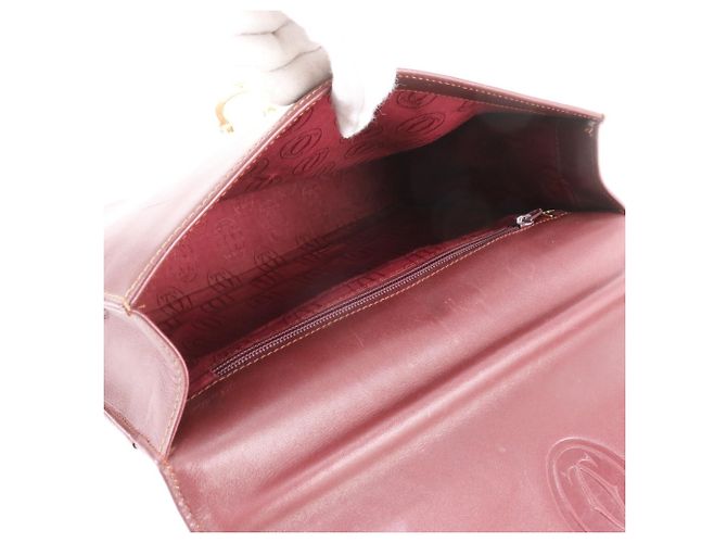 Bolso de mano de cuero Cartier Must Line Burdeos - vista 7