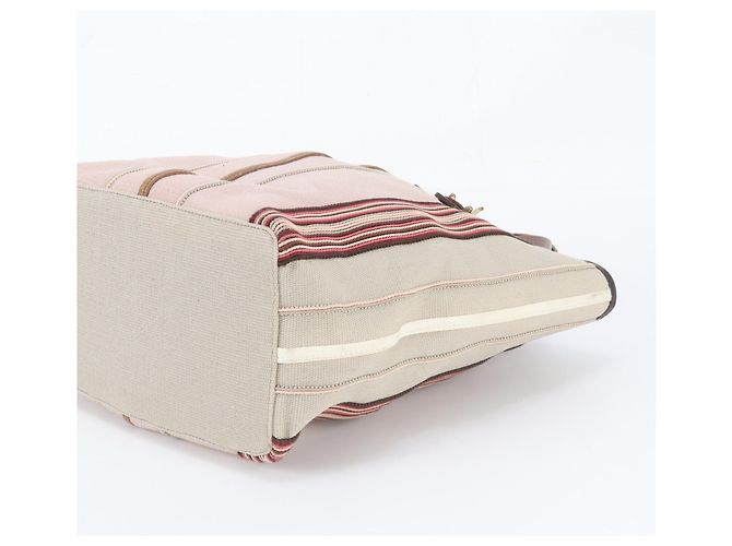 Borsa Tote Bottega Veneta in pelle e tela a righe Rosa - vista 4