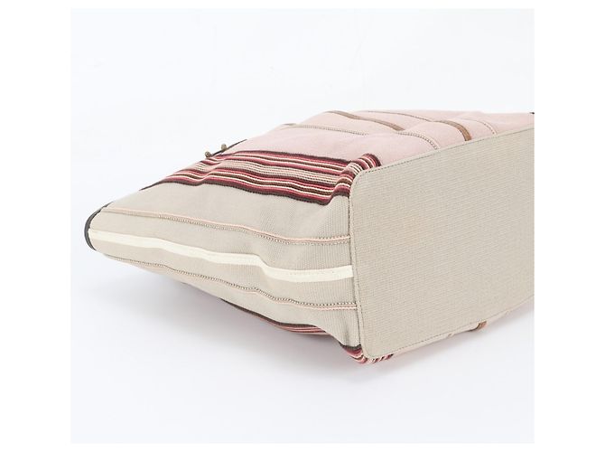 Borsa Tote Bottega Veneta in pelle e tela a righe Rosa - vista 5