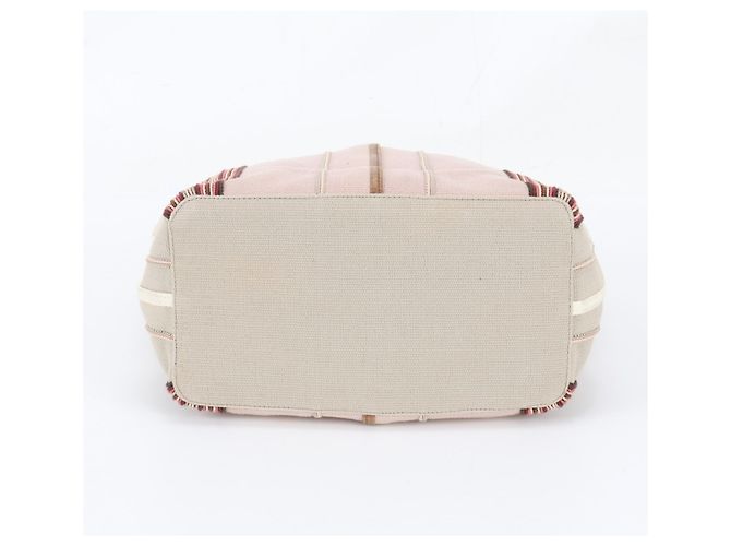 Borsa Tote Bottega Veneta in pelle e tela a righe Rosa - vista 6