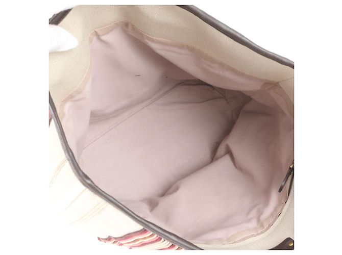 Borsa Tote Bottega Veneta in pelle e tela a righe Rosa - vista 7