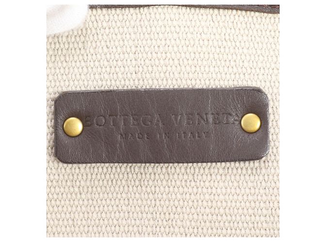Borsa Tote Bottega Veneta in pelle e tela a righe Rosa - vista 8