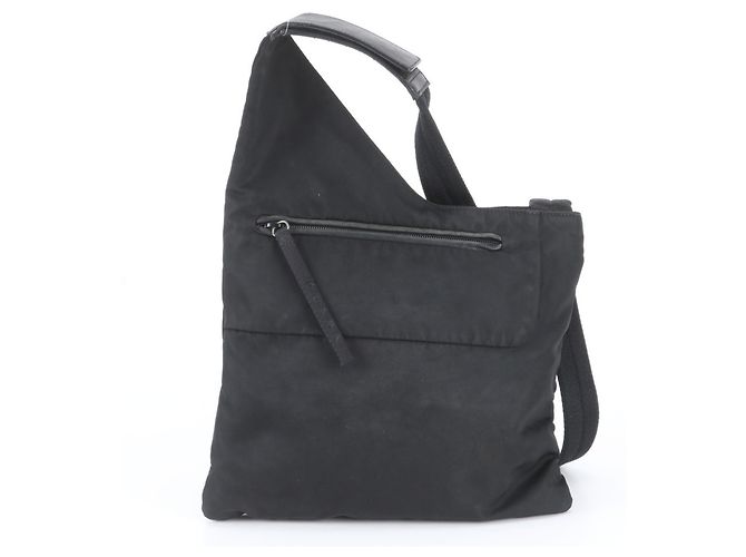 Sac à épaule Prada en nylon Tessuto avec logo triangle Noir - vue 2