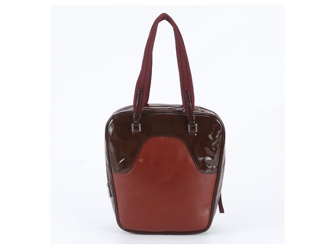Borsa Tote Prada in pelle rossa Rosso Bordò - vista 3