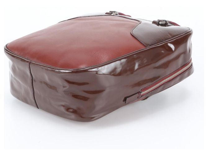 Borsa Tote Prada in pelle rossa Rosso Bordò - vista 4