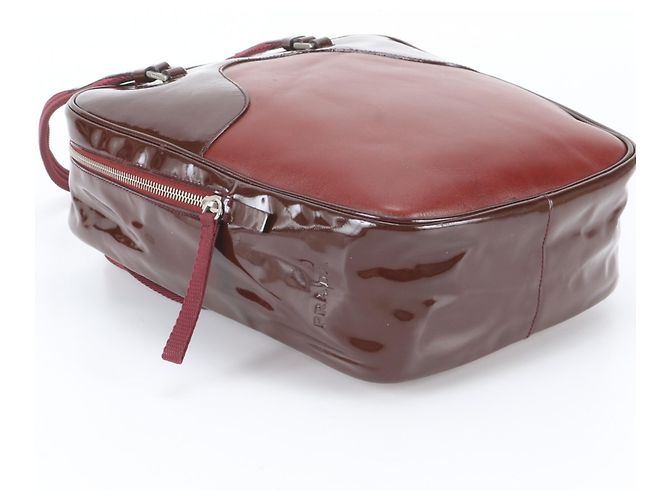 Borsa Tote Prada in pelle rossa Rosso Bordò - vista 5