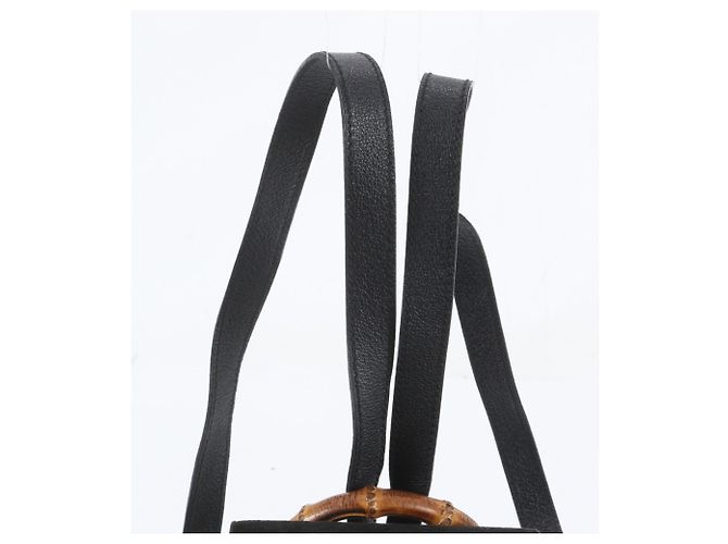 Gucci Old Bamboo Leder-Rucksack Schwarz - Ansicht 2