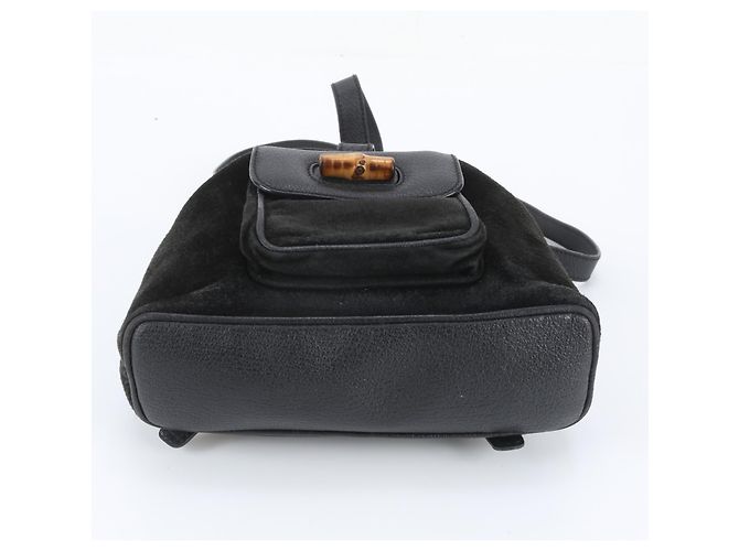 Gucci Old Bamboo Leder-Rucksack Schwarz - Ansicht 5