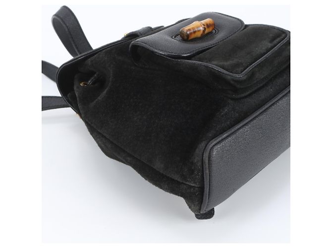 Gucci Old Bamboo Leder-Rucksack Schwarz - Ansicht 6